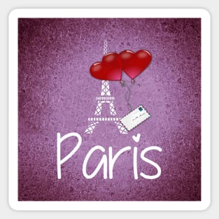 Paris Eiffel Tower Hearts & Letter Graphic Design Paris Lover Gifts Sticker